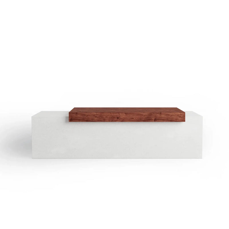 Tapered Bench with Wooden Planks - White GFRC Concrete Bench by ModaConcrete - Direct source for architectural and precast concrete