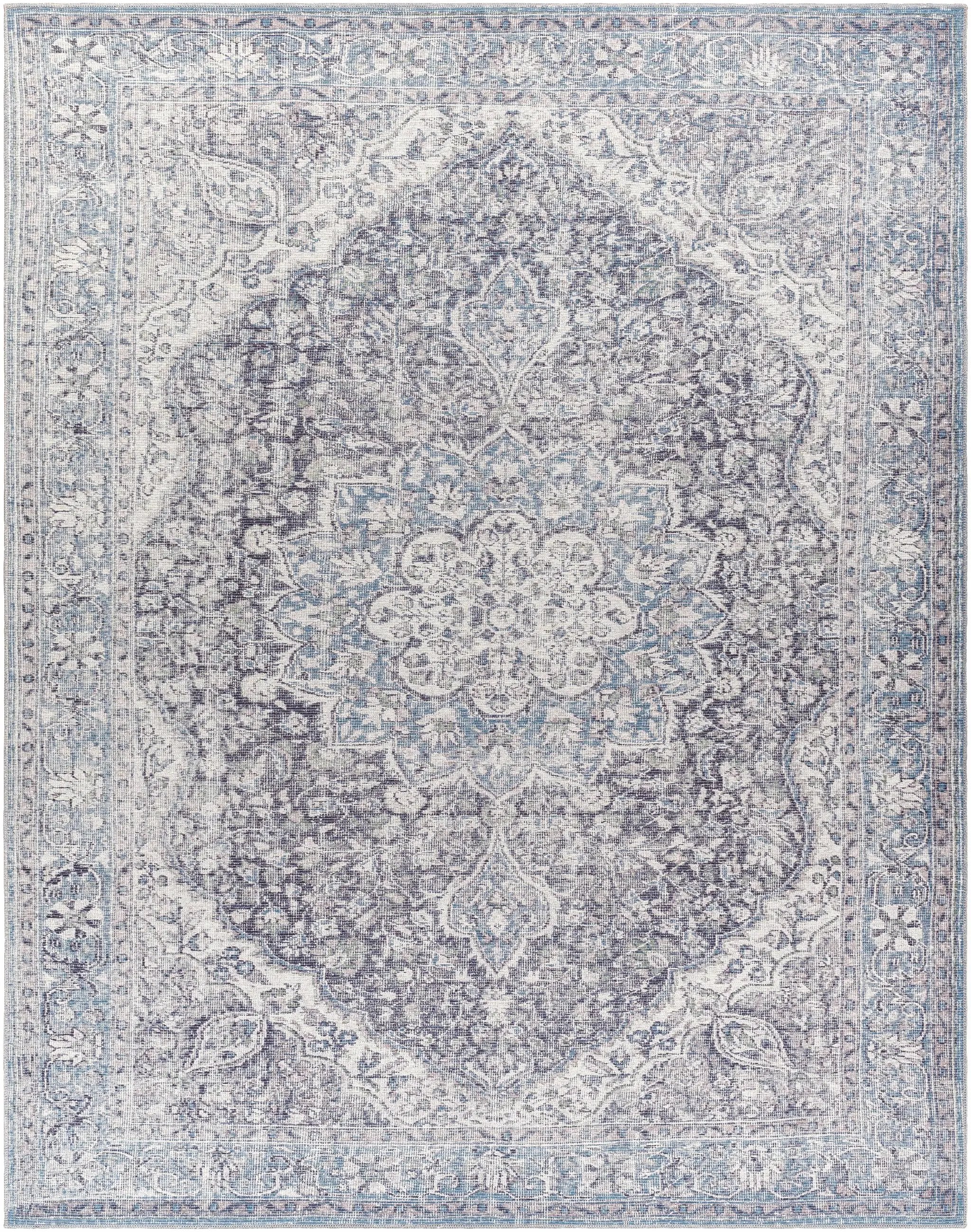 Tavas Blue Persian Style Washable Rug - Clearance by Boutique Rugs