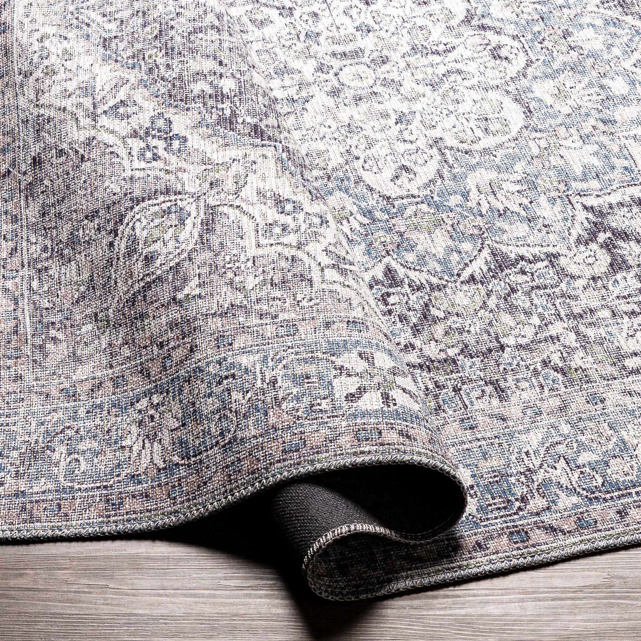 Tavas Blue Persian Style Washable Rug - Clearance by Boutique Rugs