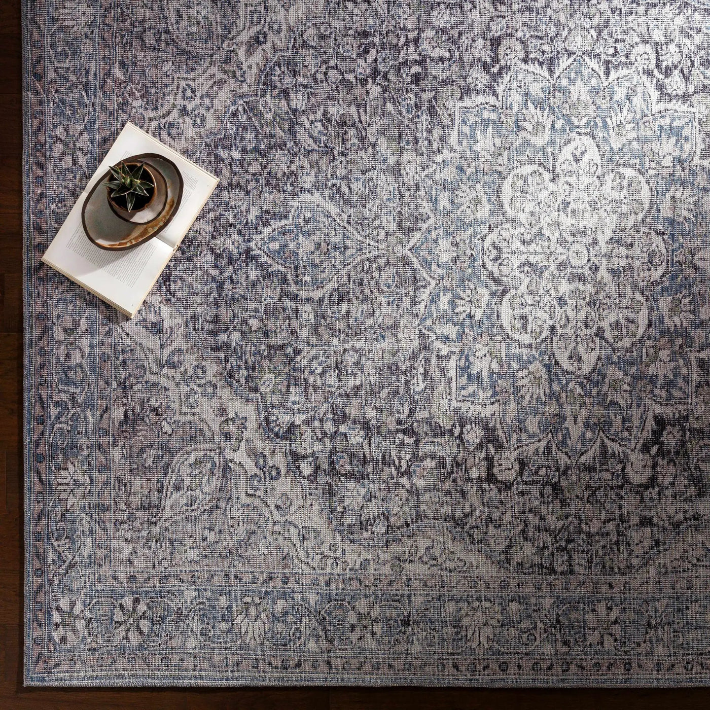 Tavas Blue Persian Style Washable Rug - Clearance by Boutique Rugs