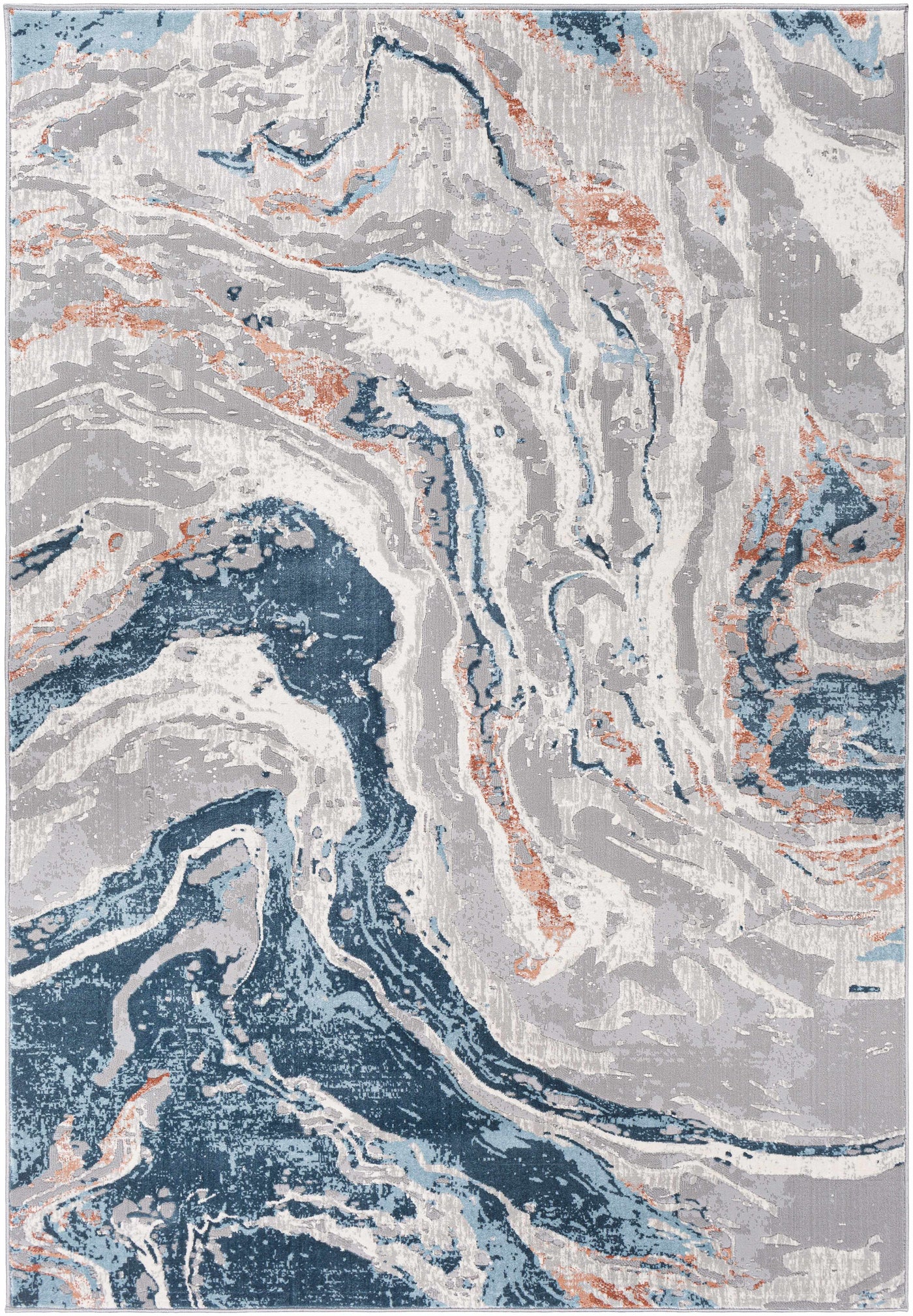 Tayport Blue Marble Rug - Clearance by Boutique Rugs