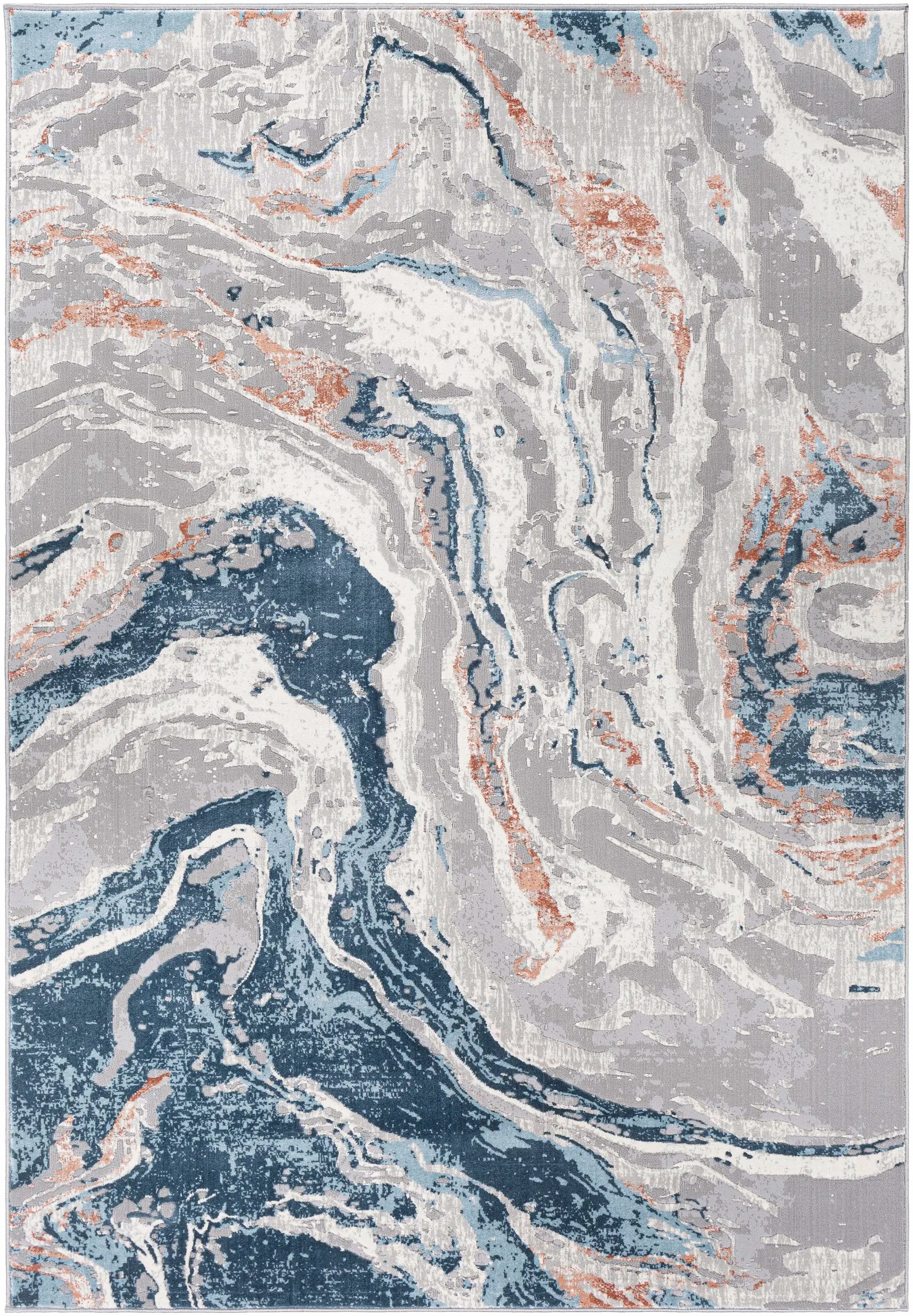 Tayport Blue Marble Rug - Clearance by Boutique Rugs