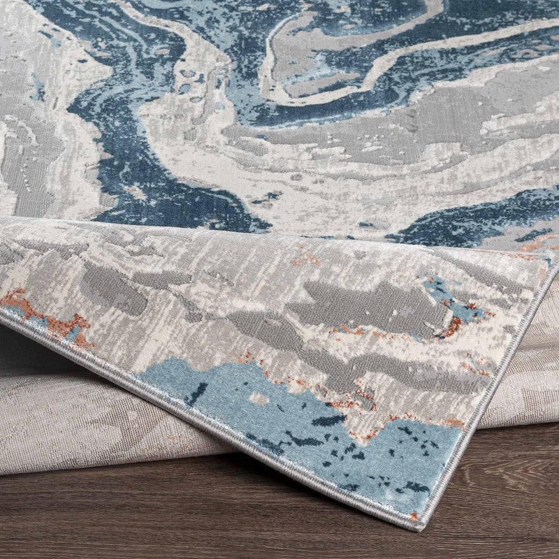 Tayport Blue Marble Rug - Clearance by Boutique Rugs