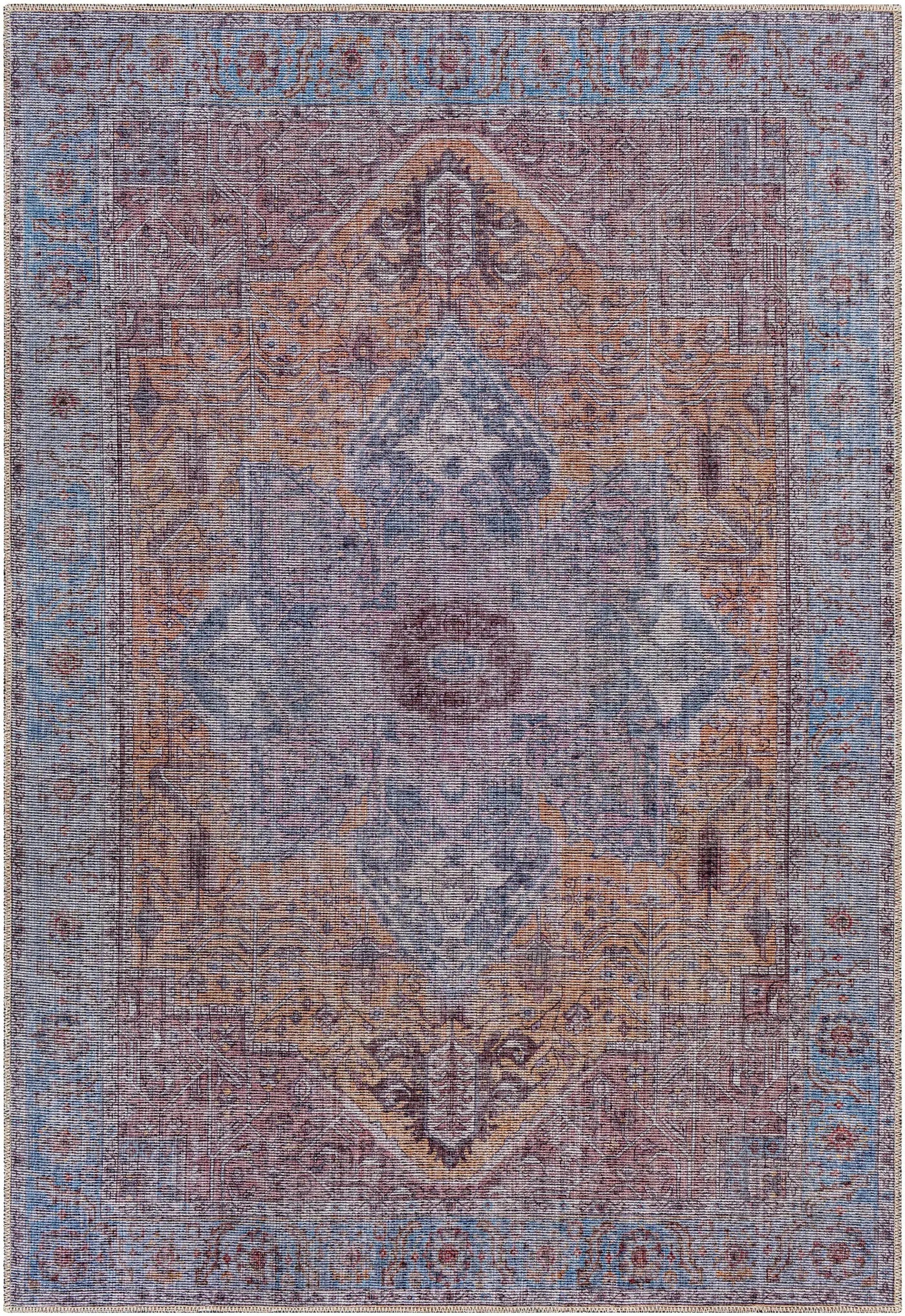 Otaki Purple & Brown Washable Area Rug - Clearance by Boutique Rugs