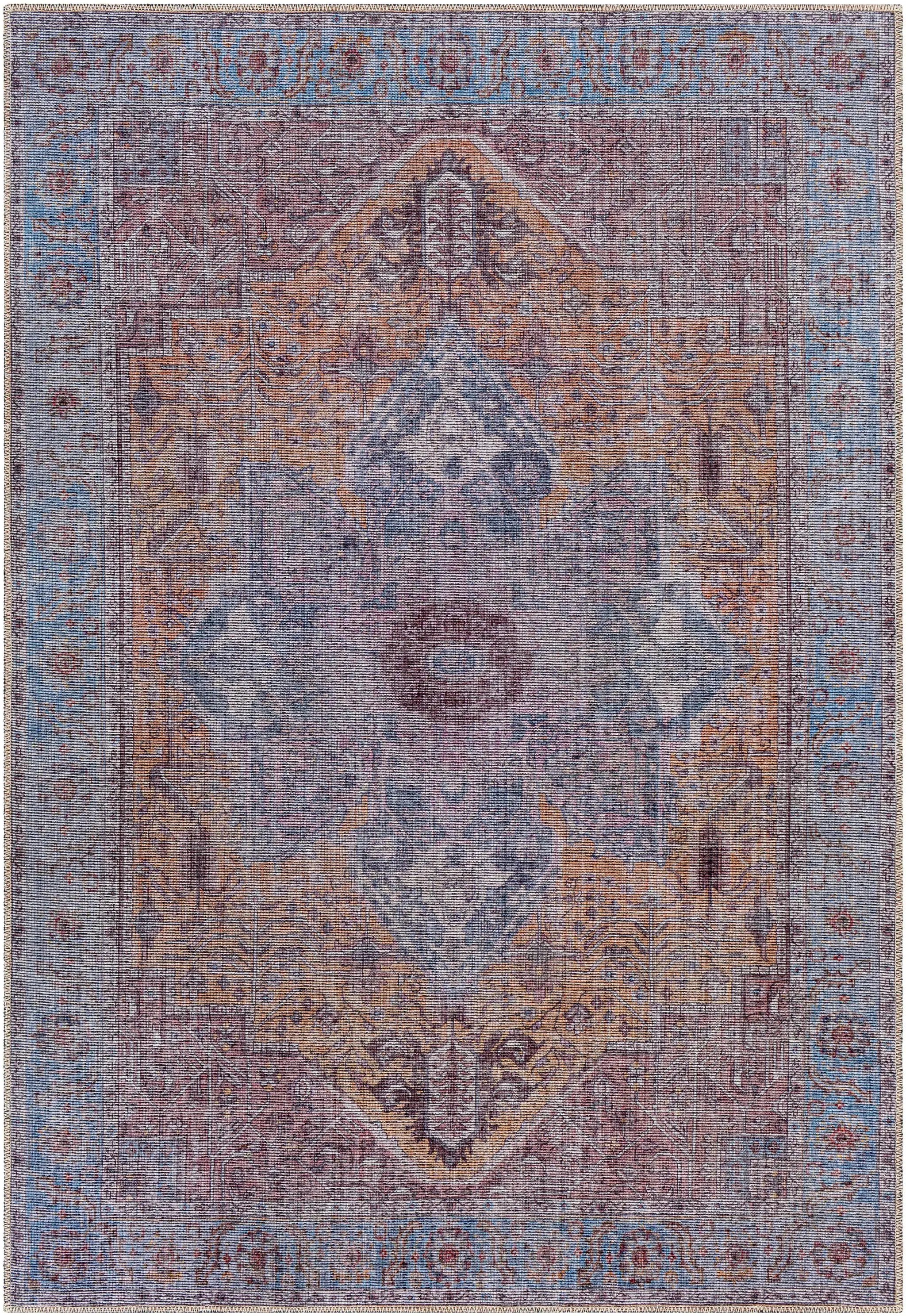 Otaki Purple & Brown Washable Area Rug - Clearance by Boutique Rugs