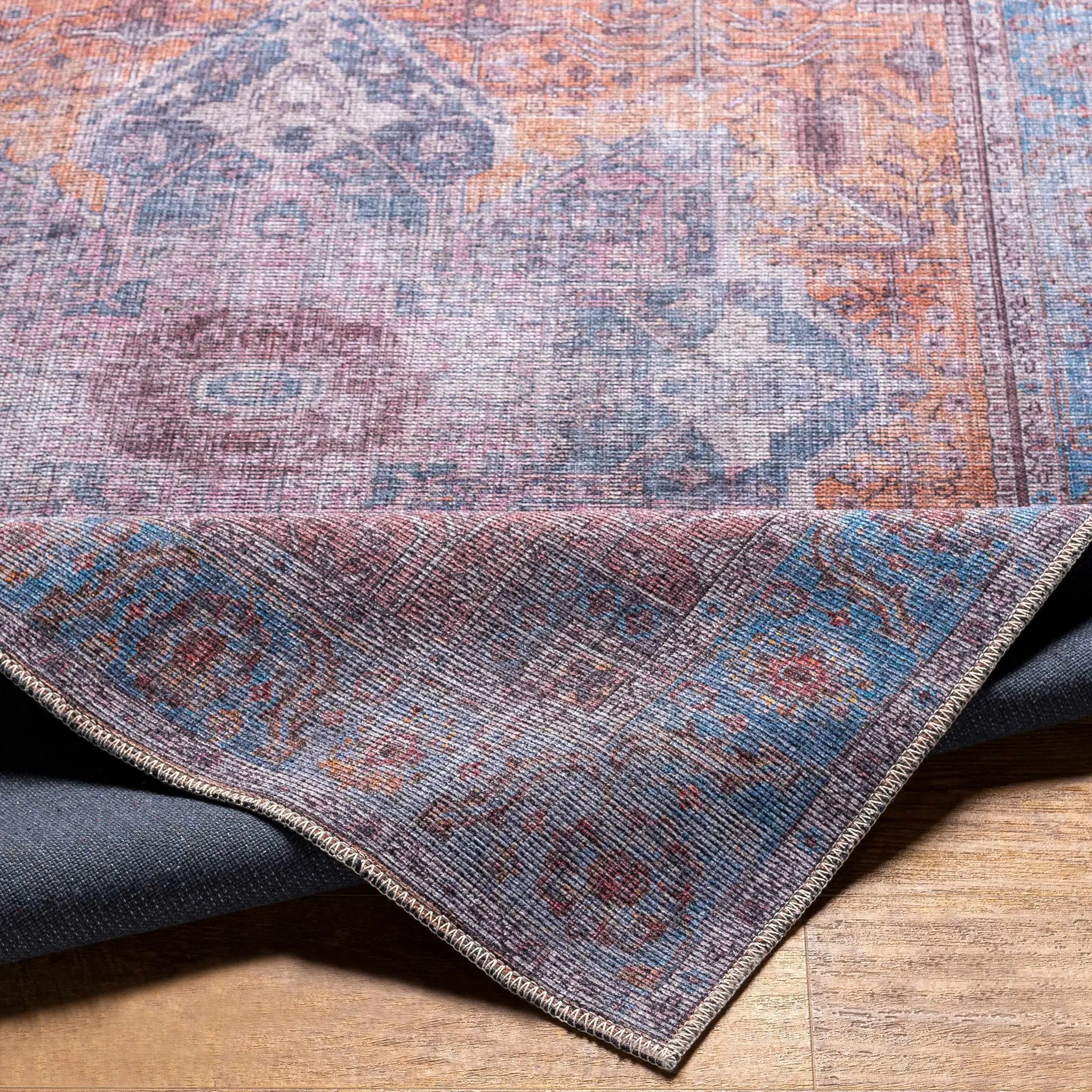 Otaki Purple & Brown Washable Area Rug - Clearance by Boutique Rugs