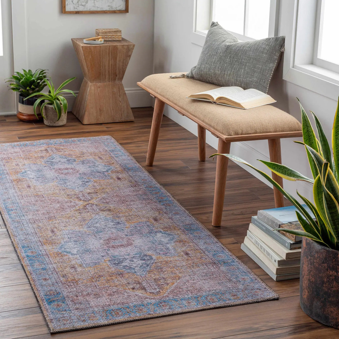 Otaki Purple & Brown Washable Area Rug - Clearance by Boutique Rugs
