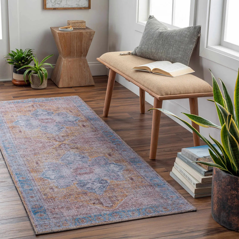 Otaki Purple & Brown Washable Area Rug - Clearance by Boutique Rugs