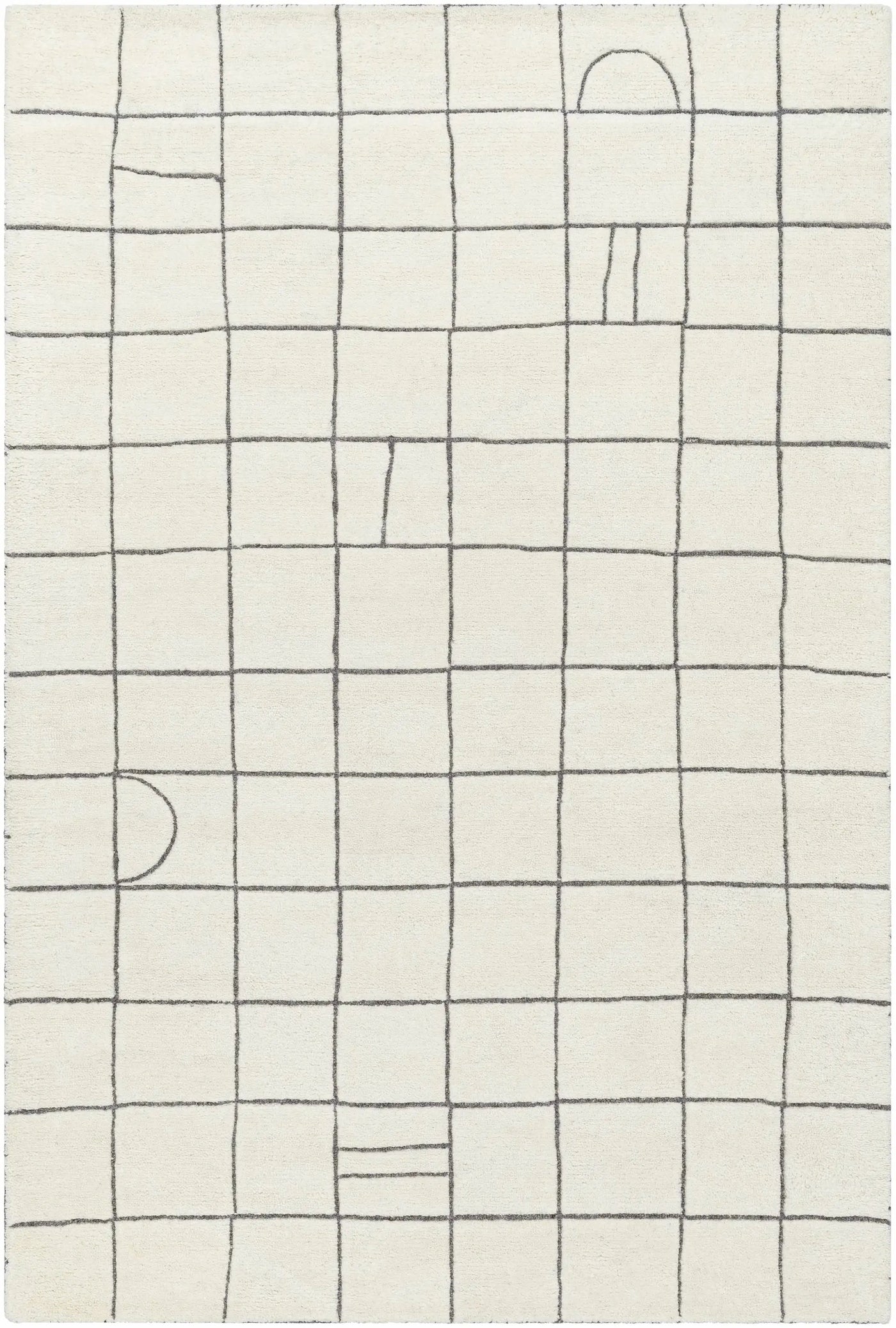 Tanya Pearl White Grid Wool Rug - Clearance by Boutique Rugs