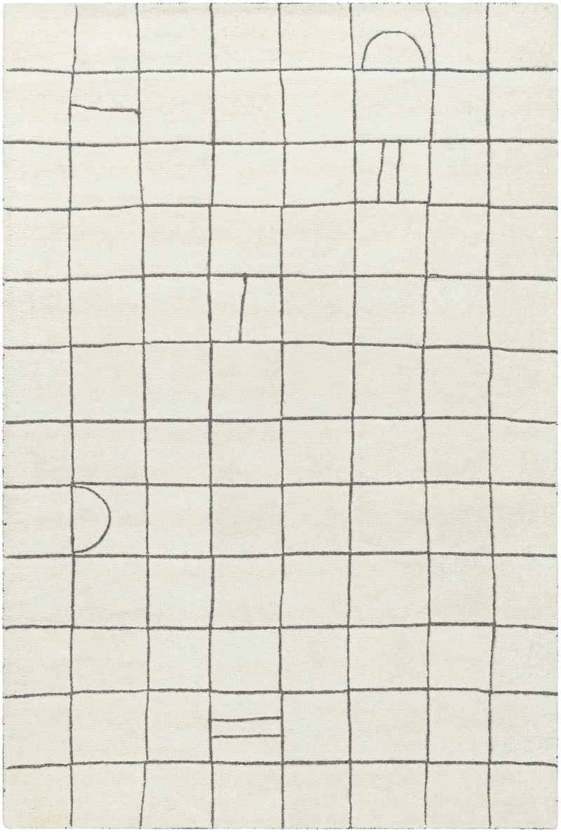 Tanya Pearl White Grid Wool Rug - Clearance by Boutique Rugs