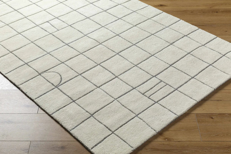 Tanya Pearl White Grid Wool Rug - Clearance by Boutique Rugs