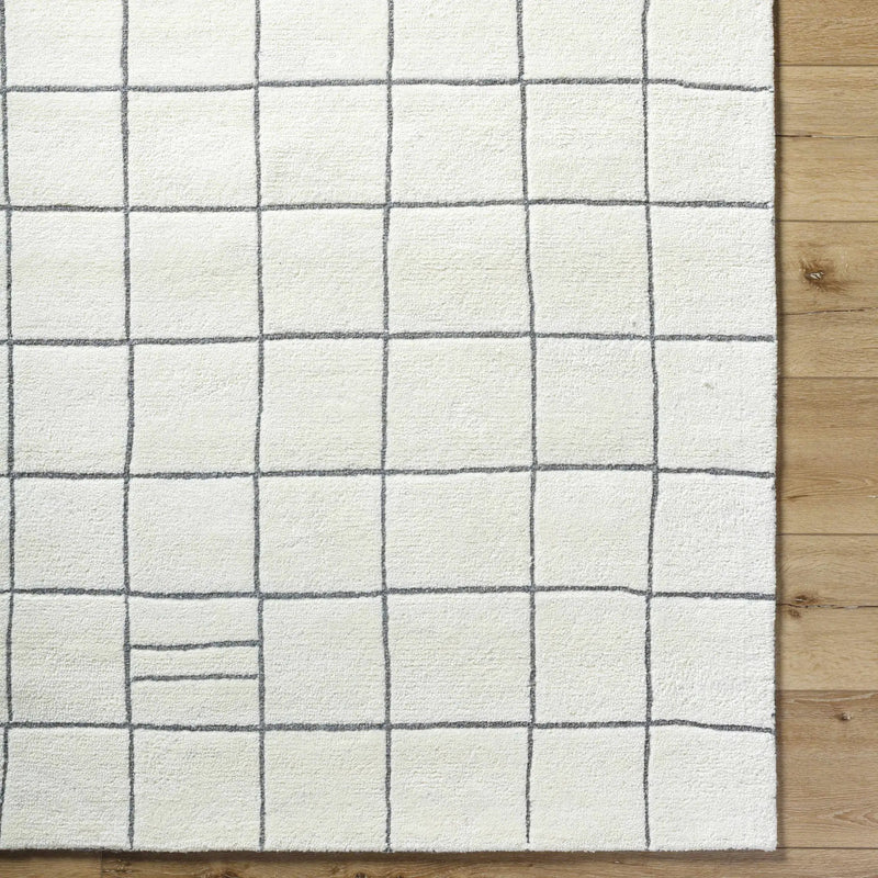Tanya Pearl White Grid Wool Rug - Clearance by Boutique Rugs