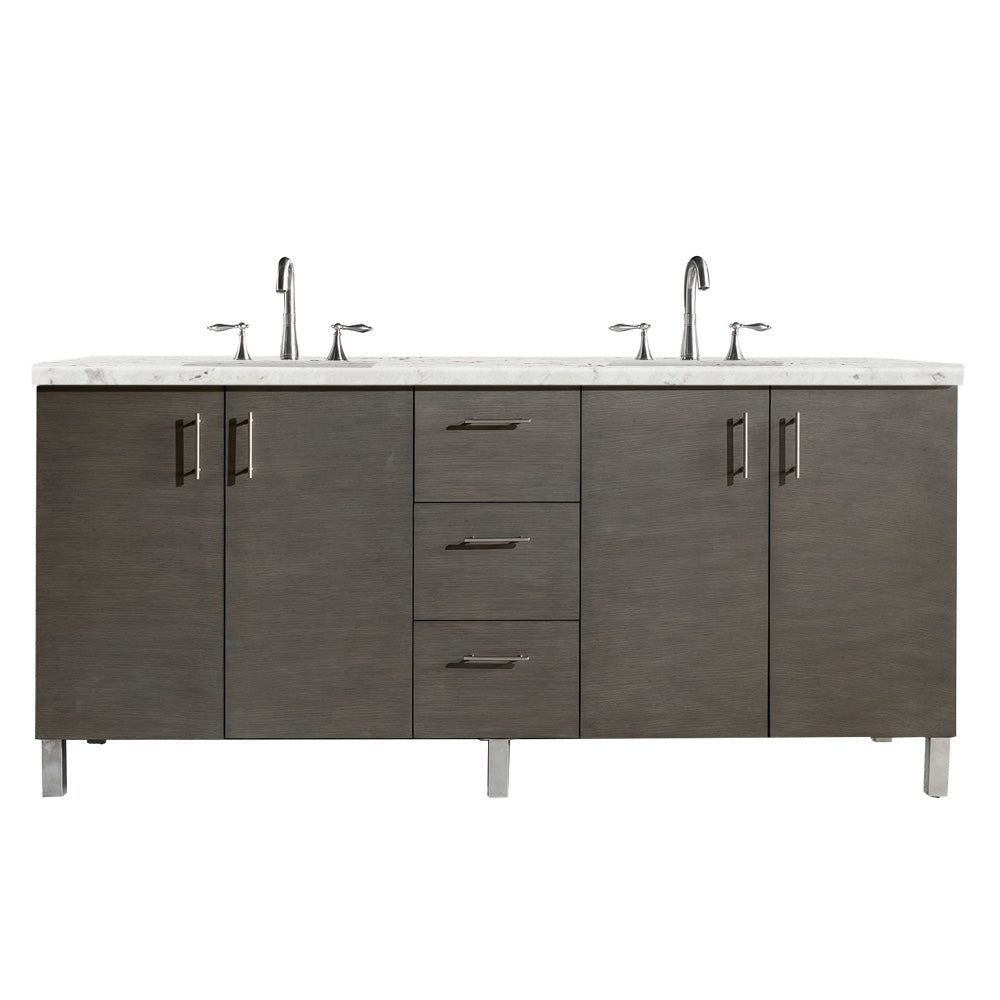 James Martin Metropolitan 72" Dual Mount Double Bathroom Vanity, Silver Oak by James Martin