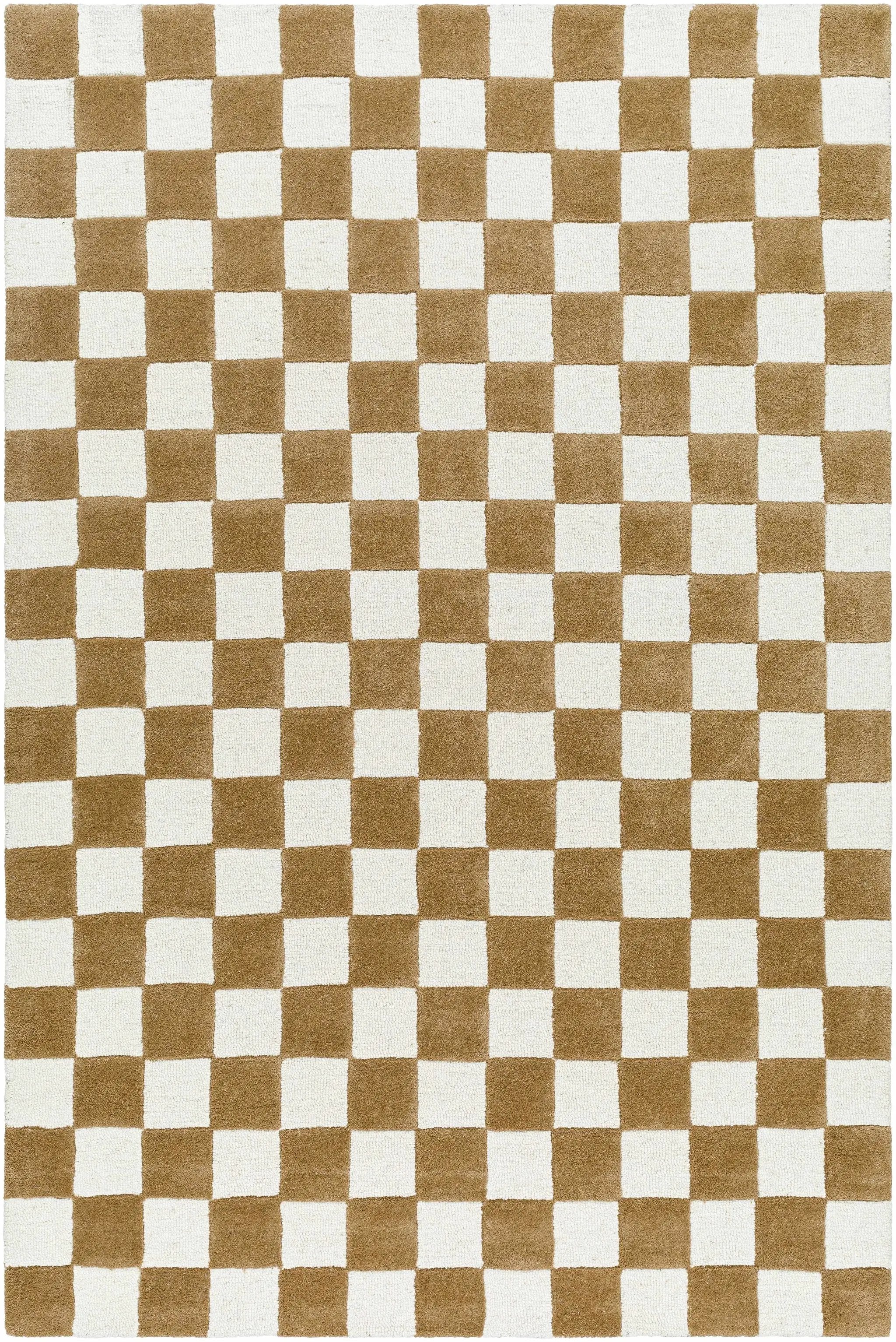 Timin Camel Checkered Area Rug - Clearance by Boutique Rugs