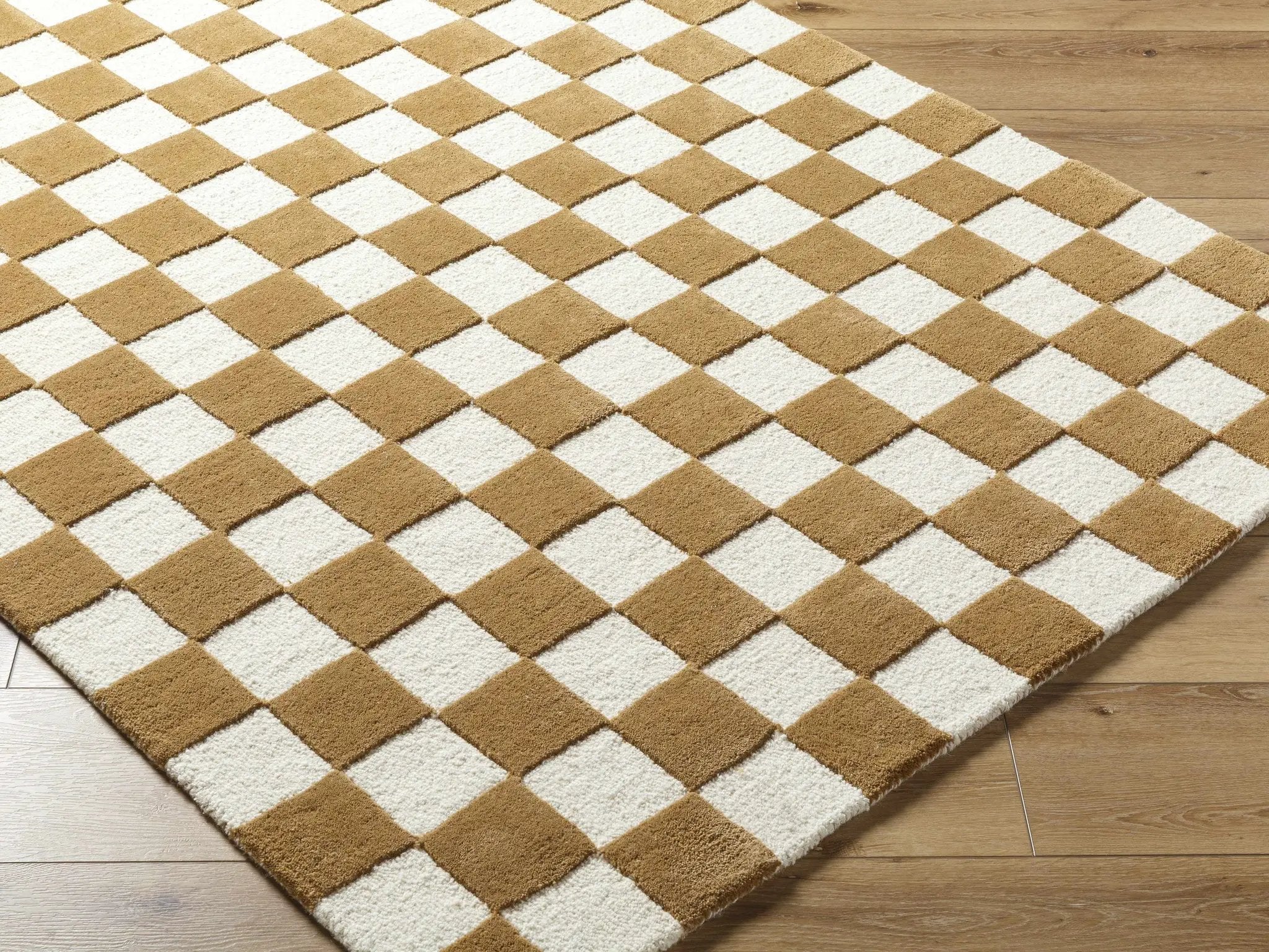 Timin Camel Checkered Area Rug - Clearance by Boutique Rugs
