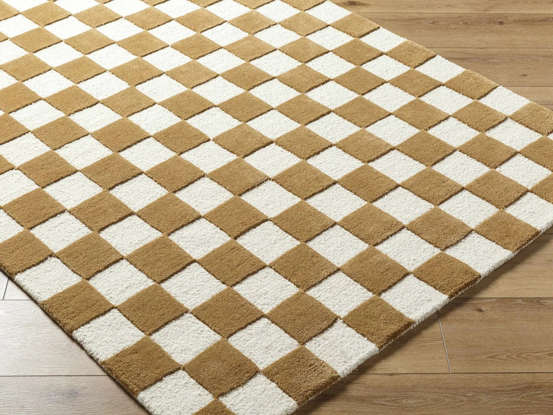 Timin Camel Checkered Area Rug - Clearance by Boutique Rugs