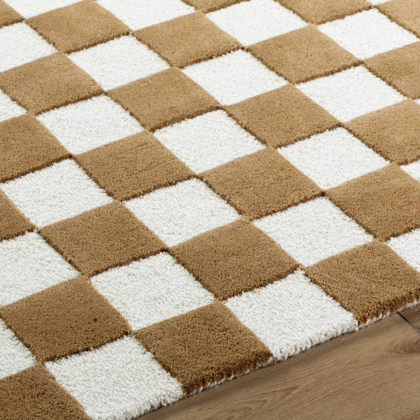 Timin Camel Checkered Area Rug - Clearance by Boutique Rugs