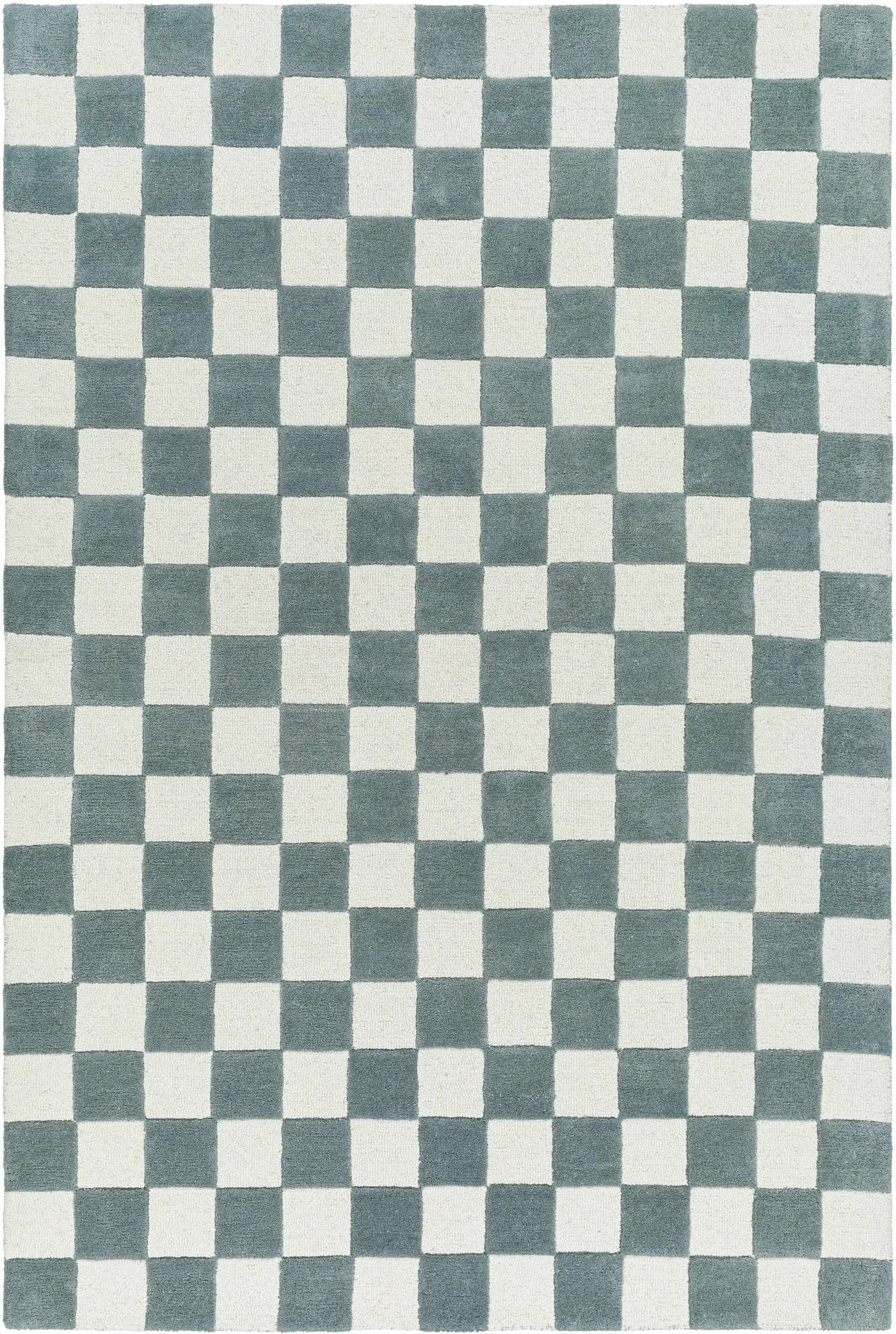 Timin Blue Gray Checkered Area Rug - Clearance by Boutique Rugs