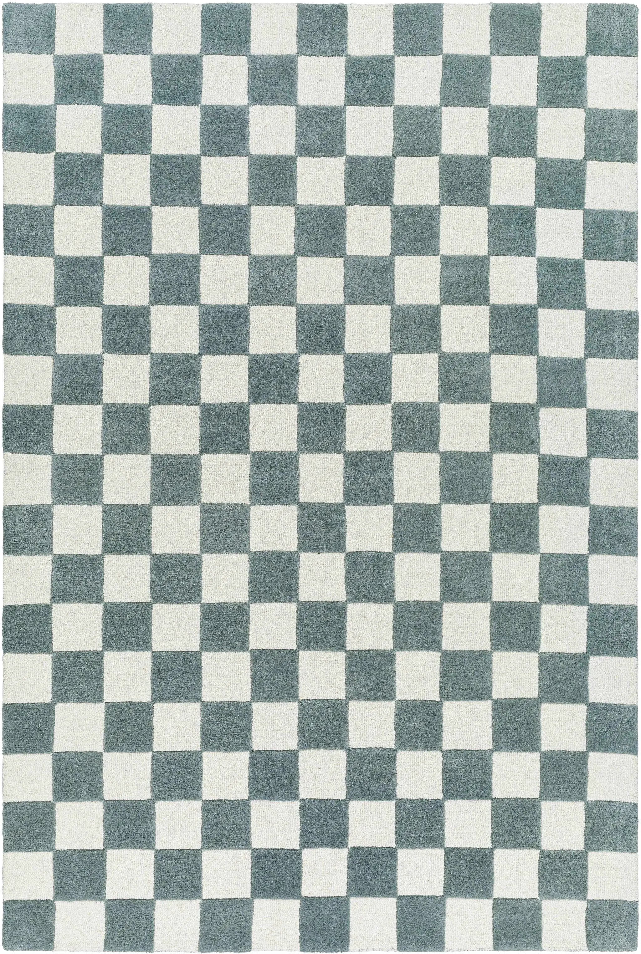 Timin Blue Gray Checkered Area Rug - Clearance by Boutique Rugs
