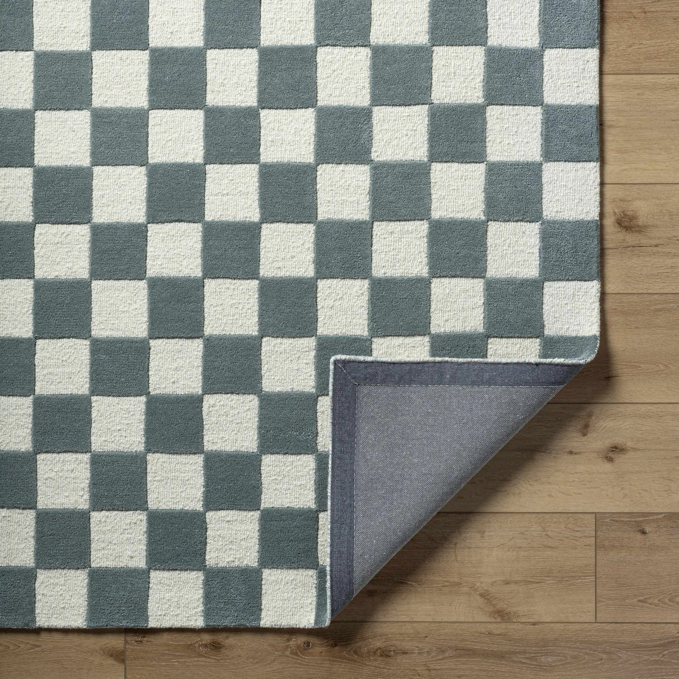 Timin Blue Gray Checkered Area Rug - Clearance by Boutique Rugs