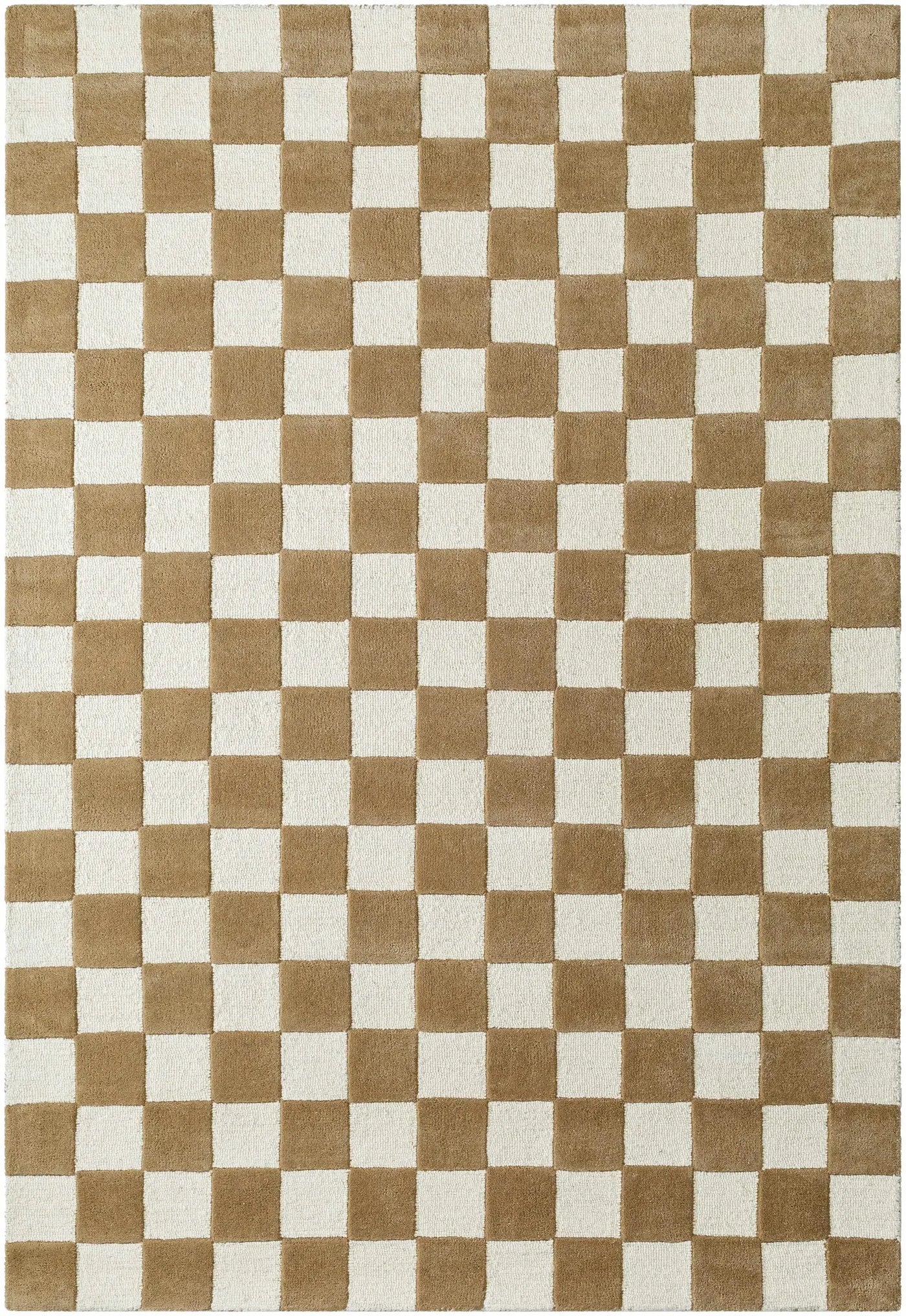 Timin Brown Checkered Wool Area Carpet - Clearance by Boutique Rugs