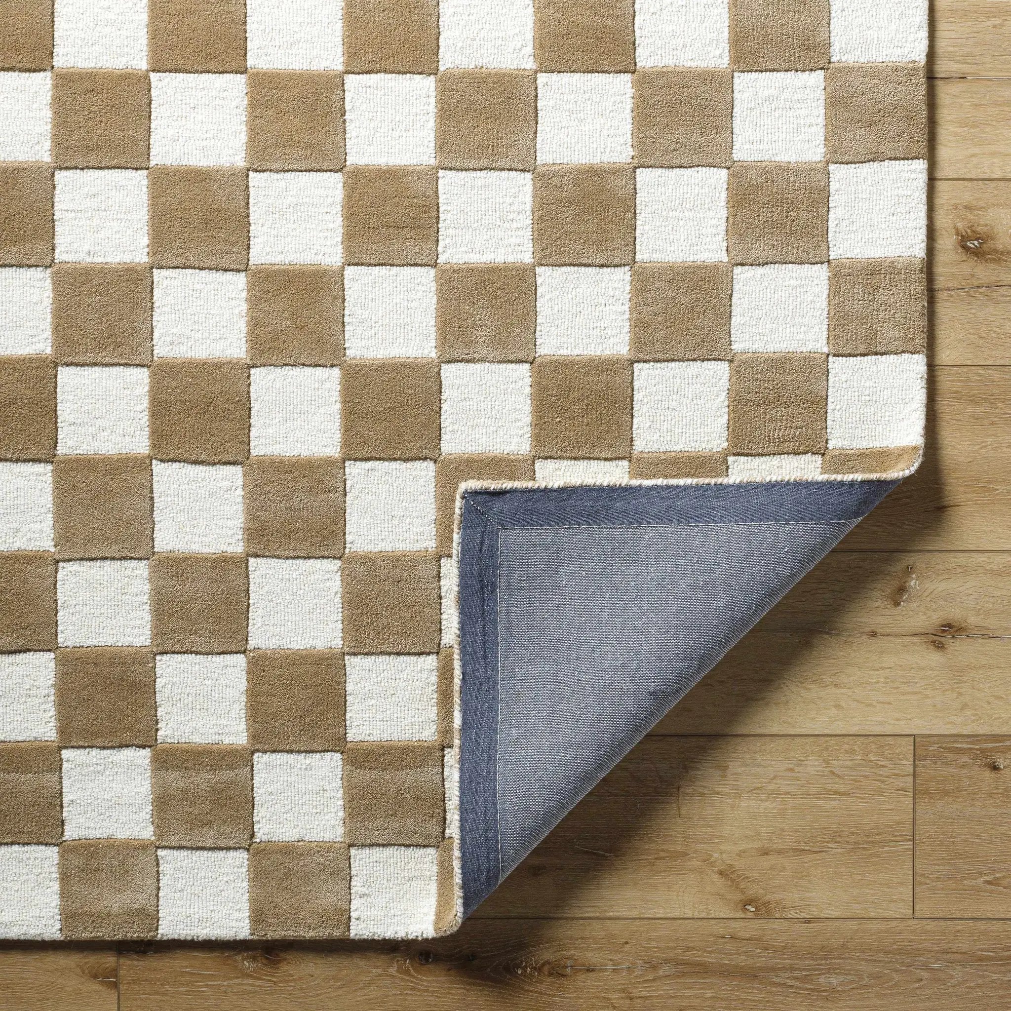 Timin Brown Checkered Wool Area Carpet - Clearance by Boutique Rugs