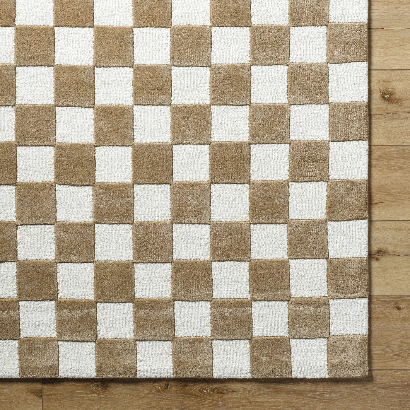 Timin Brown Checkered Wool Area Carpet - Clearance by Boutique Rugs