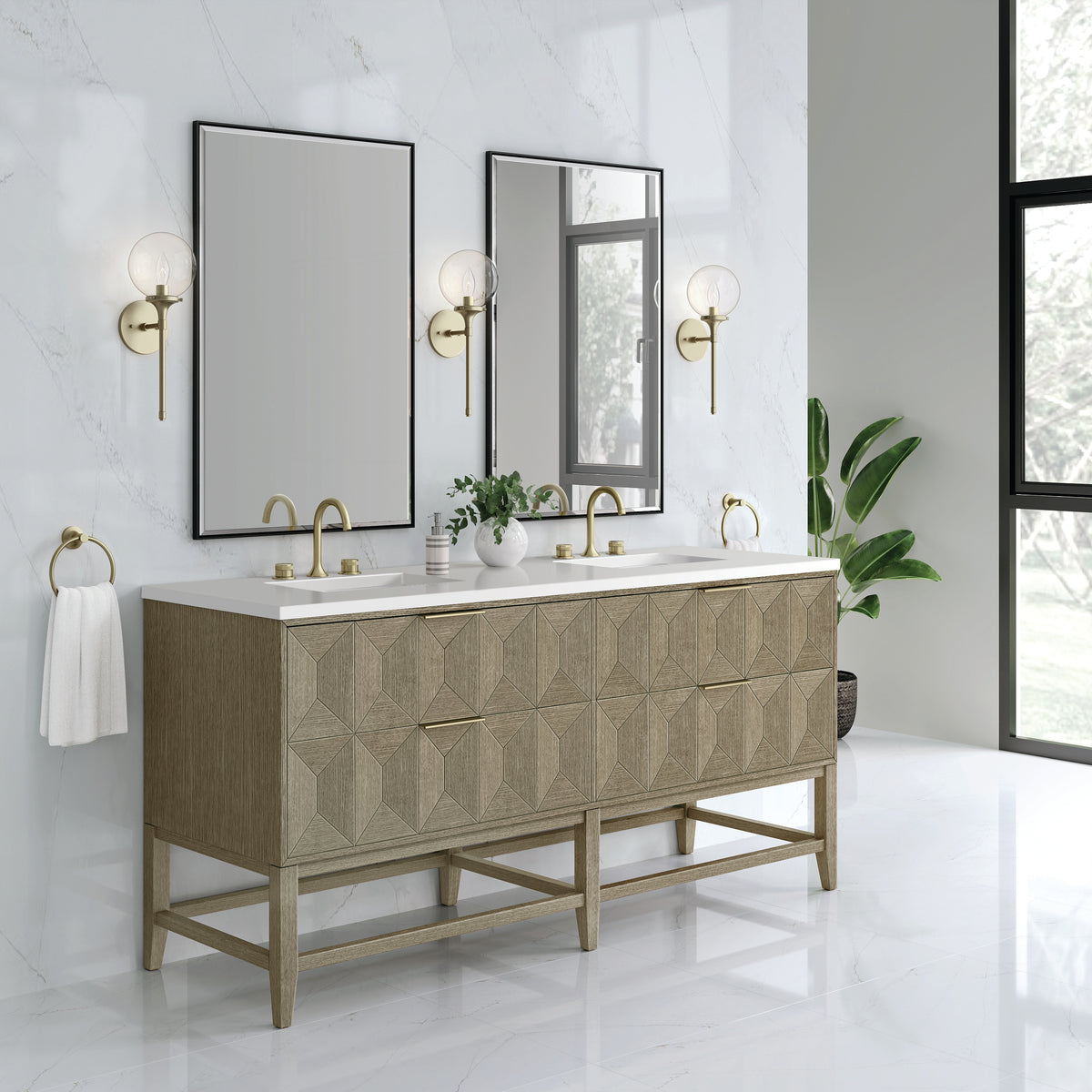 James Martin Emmeline 72" Double Bathroom Vanity, Pebble Oak, view 36