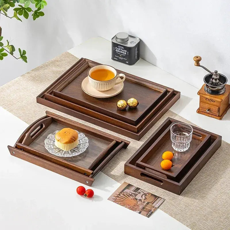 Tea Tray - Wooden Walnut Rectangular by House Of Avana