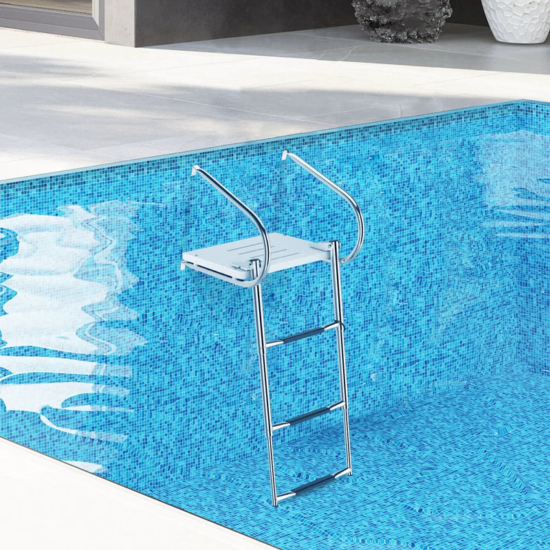 3-Step Telescoping Boat Ladder with Fiberglass Platform and Handrails by DirectDeals