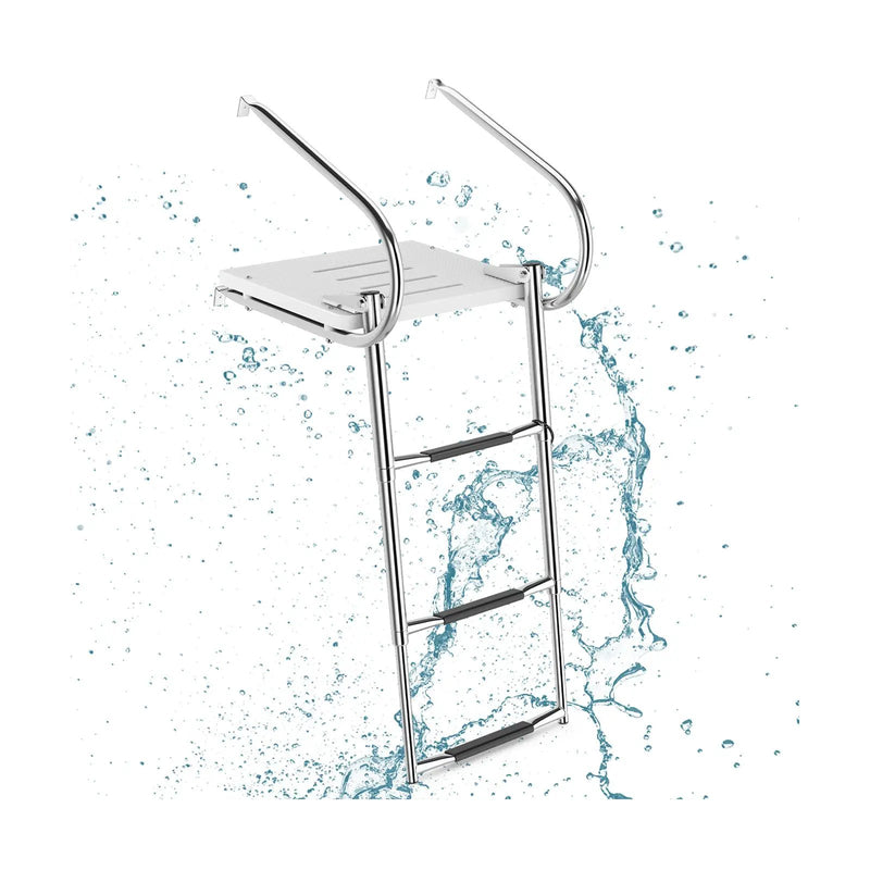 3-Step Telescoping Boat Ladder with Fiberglass Platform and Handrails by DirectDeals