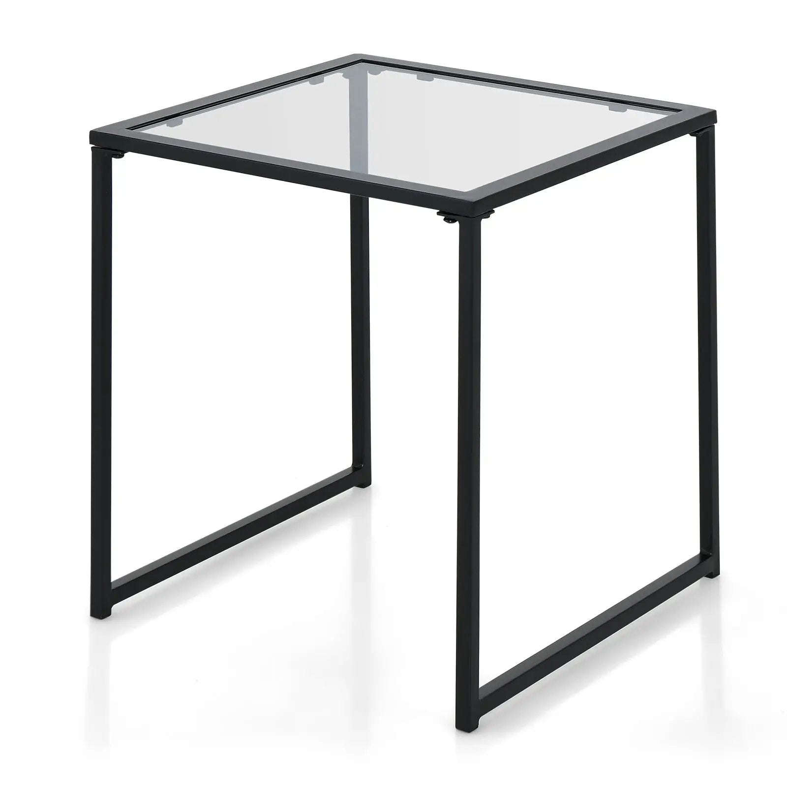Tempered Glass Side Table with Metal Frame for Indoor and Outdoor by DirectDeals