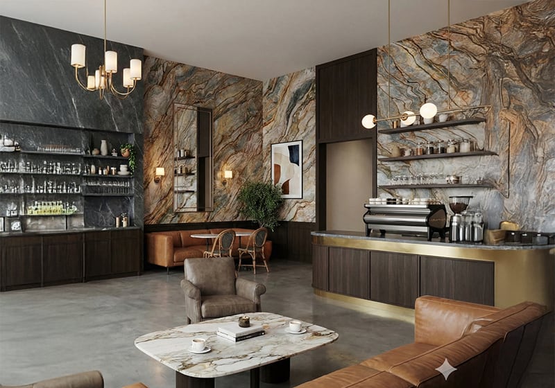 Tempest Blue Polished Quartzite Slab Random room scene 13