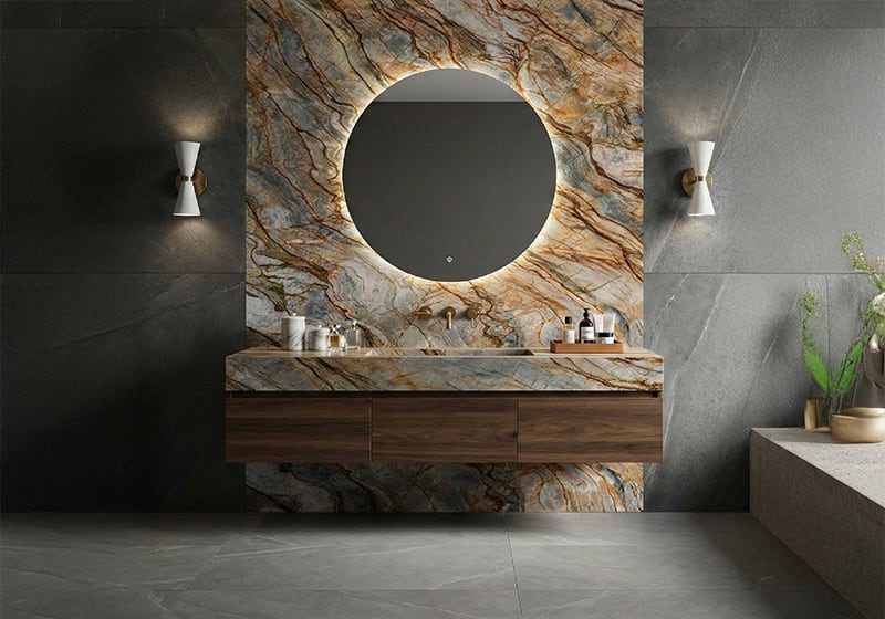 Tempest Blue Polished Quartzite Slab Random room scene 2