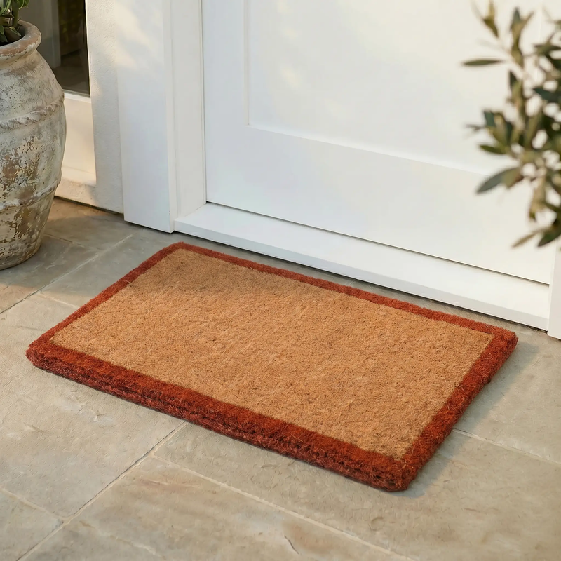 Terracotta Border Coir Doormat by Fab Habitat
