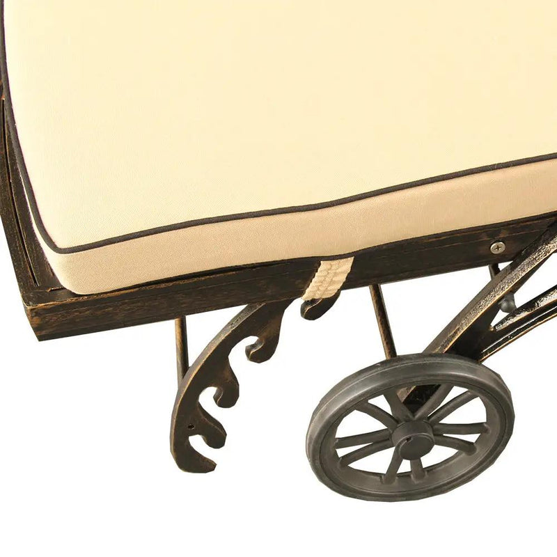 Modern Aluminum Bronze Patio Chaise Lounge with Wheels and Cushion by Sharicks