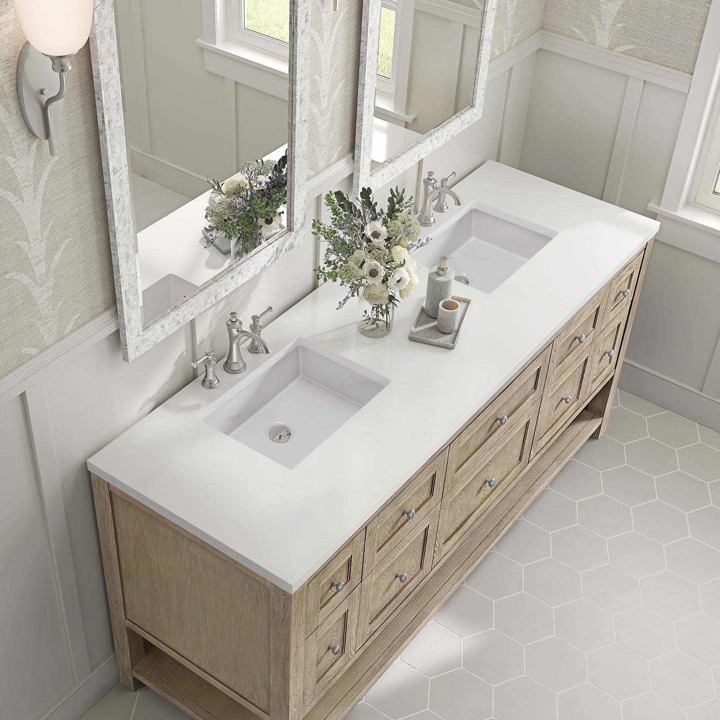 James Martin Breckenridge 72" Double Bathroom Vanity, Whitewashed Oak, view 21