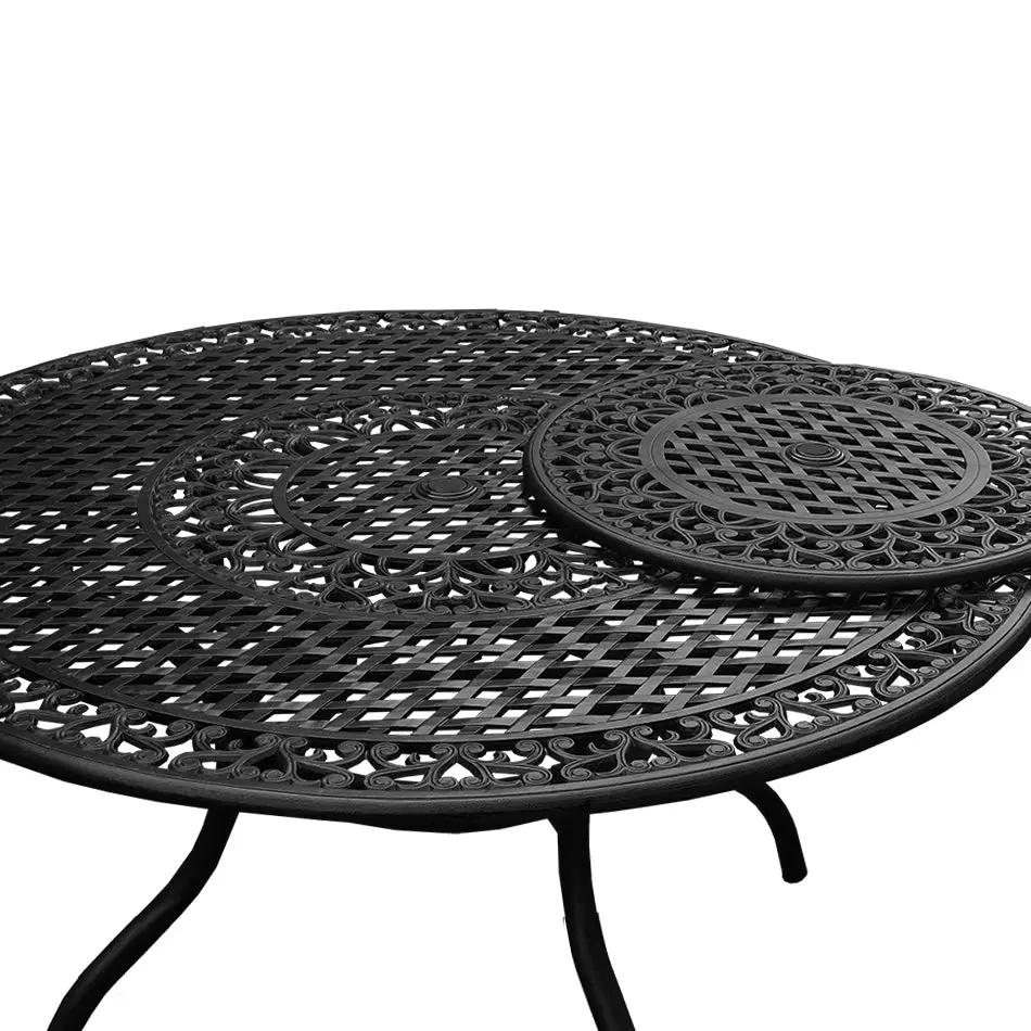 Outdoor Aluminum 7pc Round Patio Dining Set, Lazy Susan, Six Chairs by Sharicks