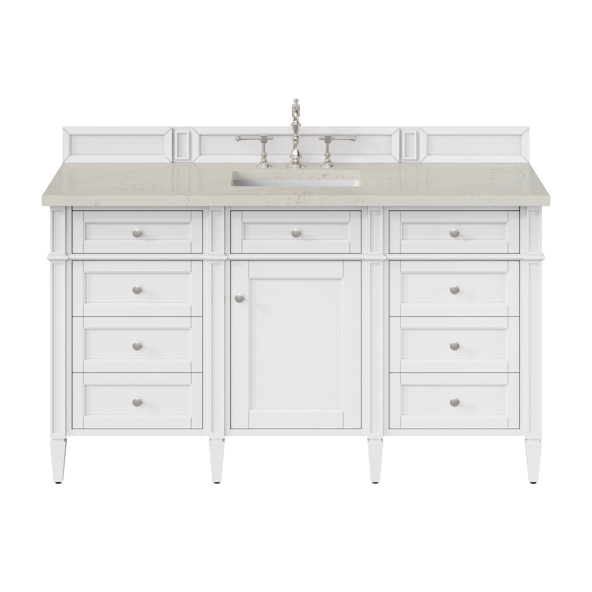 James Martin Brittany 60" Single Bathroom Vanity, Bright White with Siberian countertop