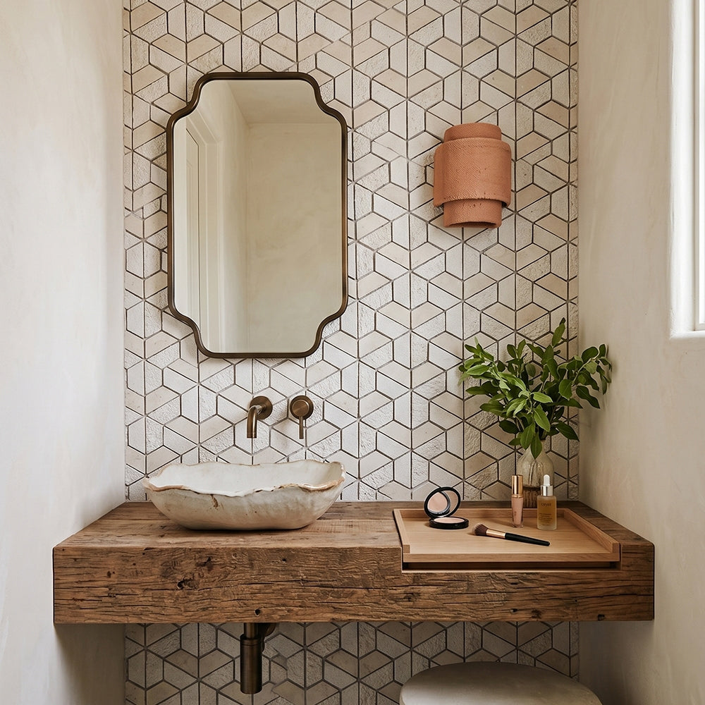 Thala Beige Textured 3d Hexagon Limestone Mosaics 10 3/8x12 Limestone Textured 12x12 Mosaics — 3