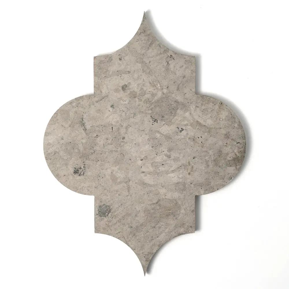 Thala Gray Honed Arabesque Limestone Waterjet Decos 8x11