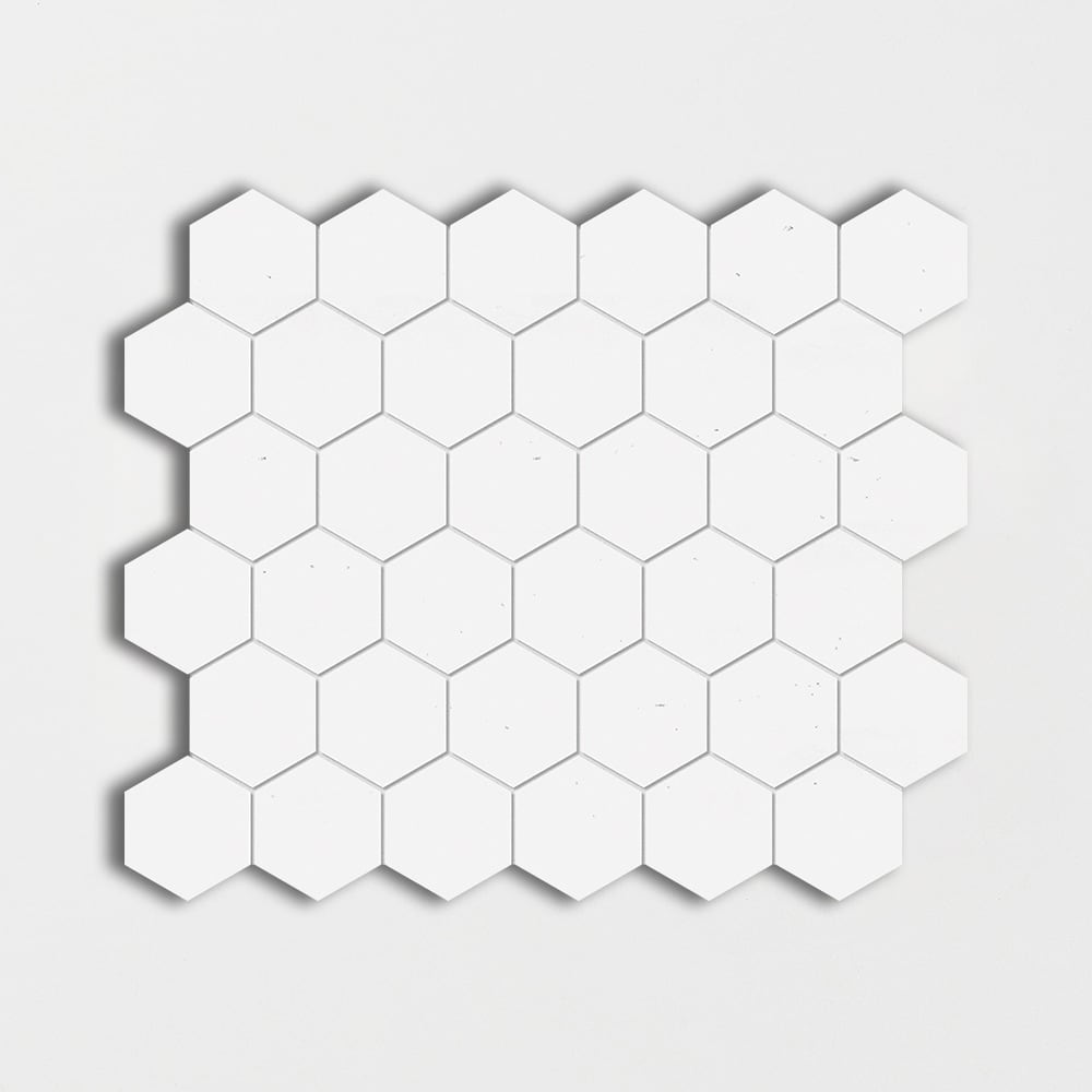 Thassos Honed Hexagon Marble Mosaics 10 3/8x12 Marble Honed 12x12 Mosaics