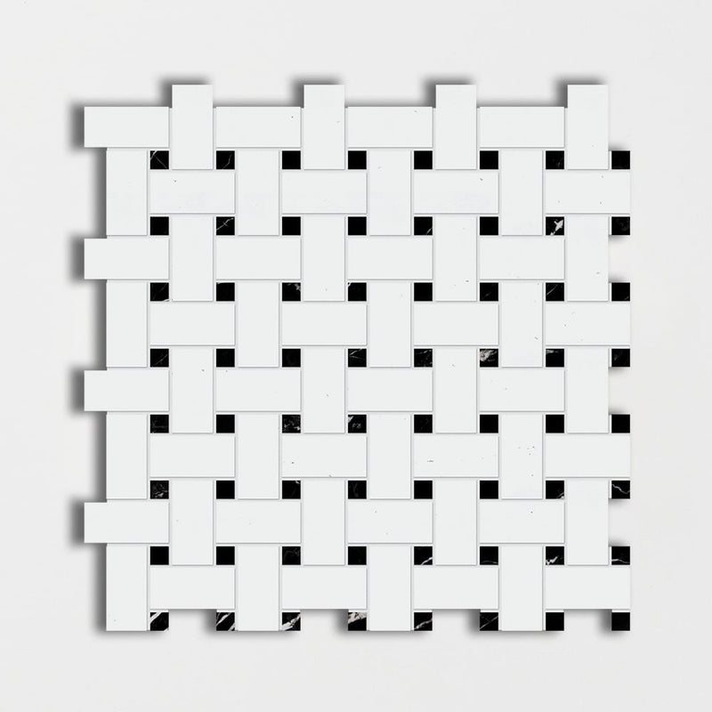Thassos Honed Basket Weave Marble Mosaics 12x12 Marble Honed 12x12 Mosaics