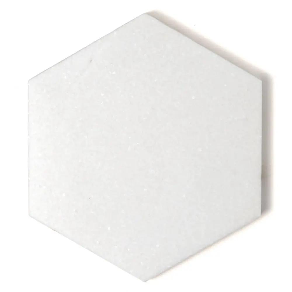 Thassos Polished Hexagon Marble Waterjet Decos 5 25/32x5