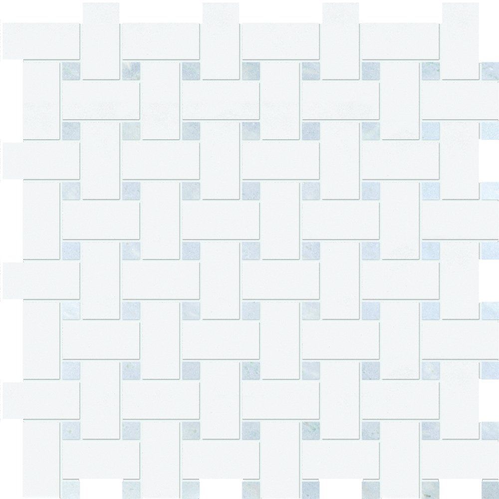 Thassos White&Amp;Blue Celeste Polished Basket Weave Marble Mosaics 12x12 Marble Polished 12x12 Mosaics