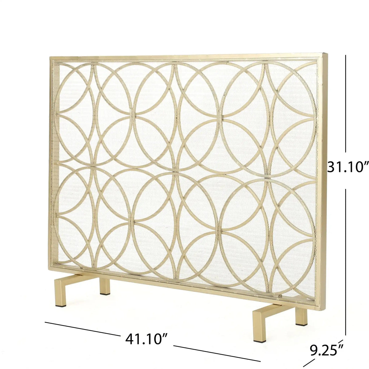 Thayer Single Panel Iron Fireplace Screen with Geometric Design, photo 8 of 8