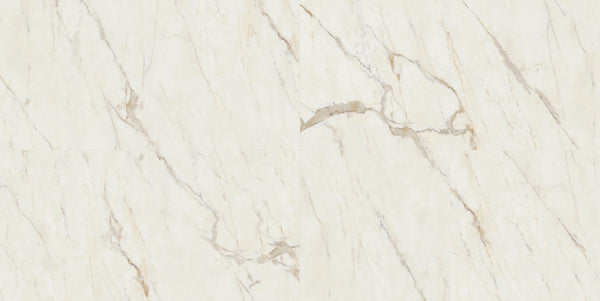 The Thirties Calacatta Oro Polished Marble Look Porcelain Tiles 30x30, several pieces laid together