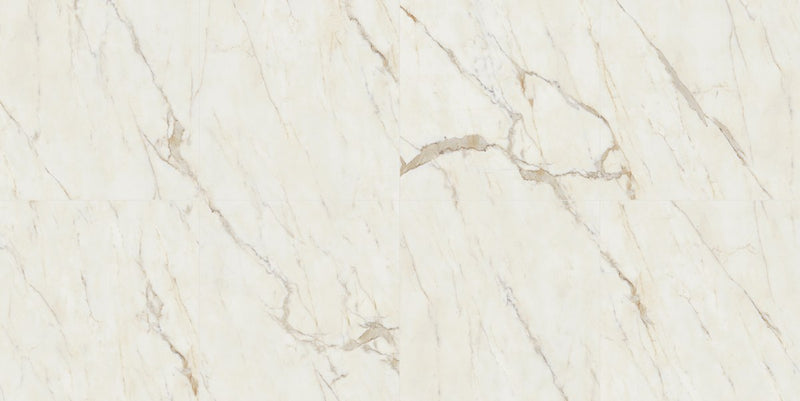 The Thirties Calacatta Oro Polished Marble Look Porcelain Tiles 30x30, several pieces laid together