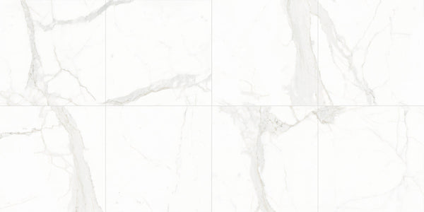The Thirties Calacatta Super White Honed Marble Look Porcelain Tiles 30x30, several pieces laid together
