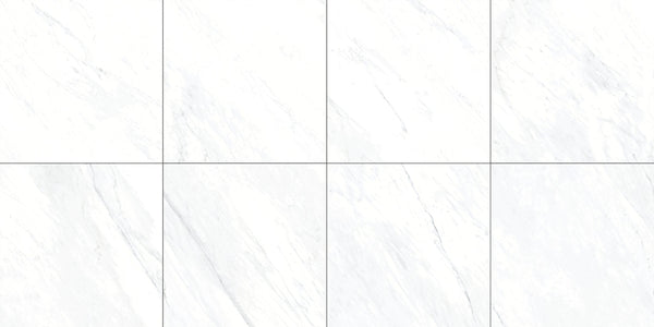 The Thirties Luxe White Polished Marble Look Porcelain Tiles 30x30, several pieces laid together